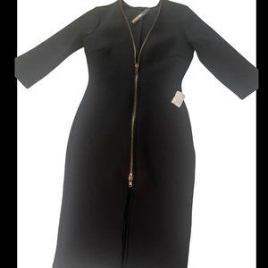 Miss Avenue Black Winter Quarter Sleeve Bodycon Dress Gold Zipper Size M